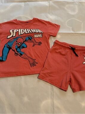 Marvel Coral Spider-Man Tee and Shorts Set with Blue Print